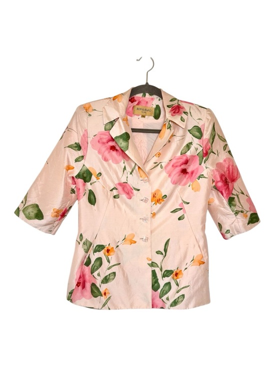 Bergamo Tops - Bergamo Pink Floral 100% Silk Blouse Jacket Romantic Y2K Size 6